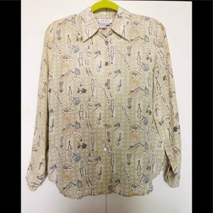 Tess Elizabeth O’bert 100% Silk Blouse size S Romantic Lovely